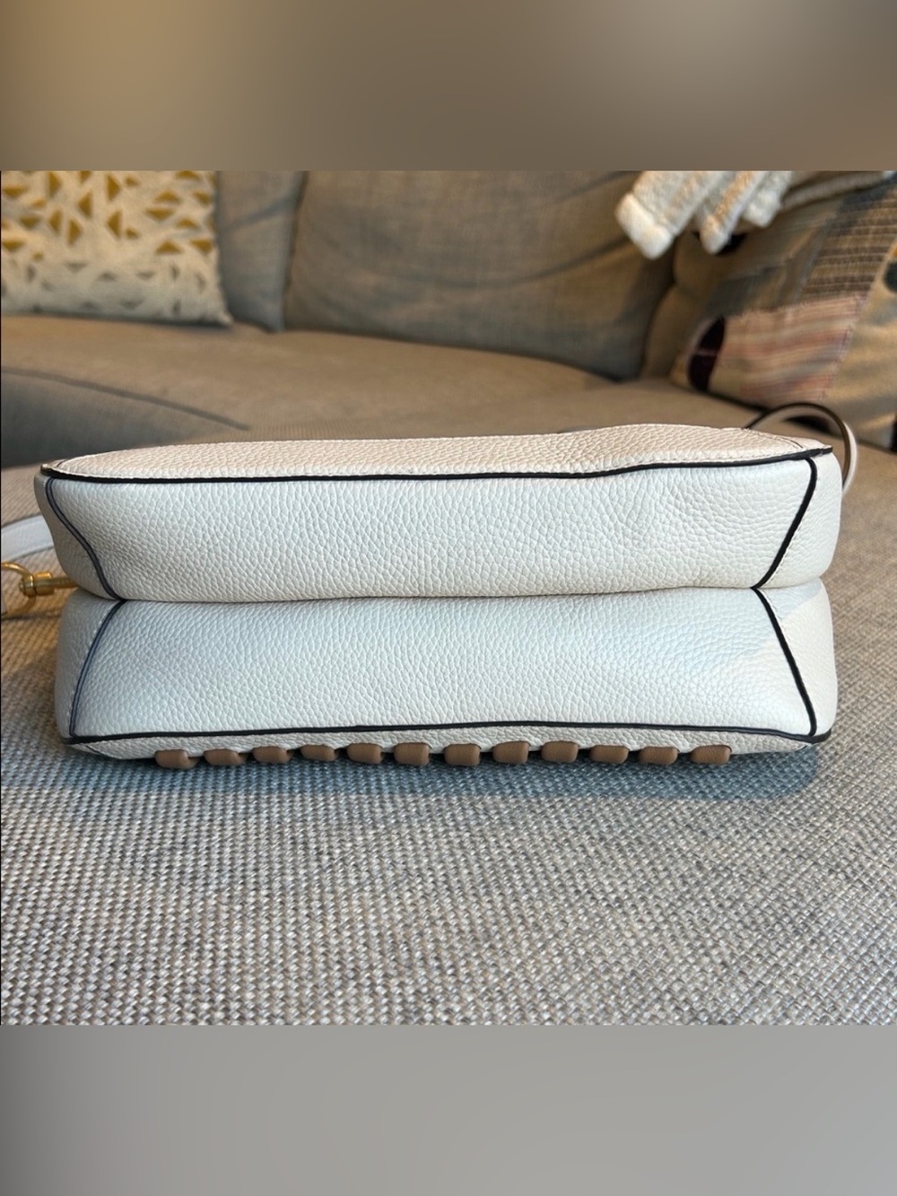 Kate Spade Cream and Tan Crossbody Shoulder Bag with Woven Trim - Picture 4 of 7